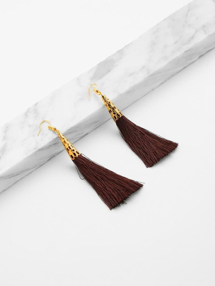 Shein Long Tassel Hook Earrings