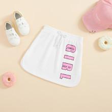 Shein Girls Letter Print Drawstring Waist Skirt