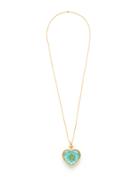 Shein Glass Flower Heart Pendant Chain Necklace