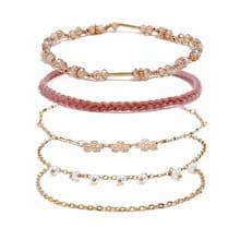 Shein Flower & Woven Chain Bracelet Set 5pcs
