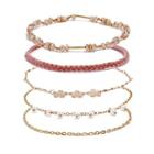 Shein Flower & Woven Chain Bracelet Set 5pcs