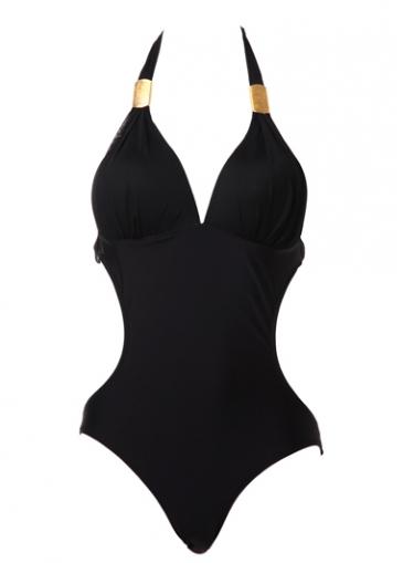Rosewe Halter Neck One Piece Black Monokini