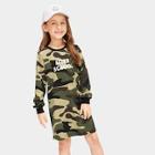 Shein Girls Letter Print Ringer Neck Camo Dress