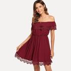 Shein Cut Out Ruffle Trim Off The Shoulder Dress