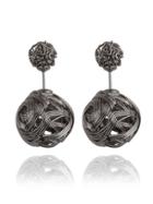 Shein Knot Ball Double Sided Earrings - Gunmetal Plated