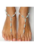 Rosewe White And Blue Artificial Pearl Decorated Anklet