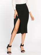 Shein Side Slit Rib-knit Skirt
