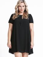 Shein Black Zip Back Plain Plus Size Dress