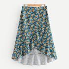 Shein Calico Print Overlap Skirt