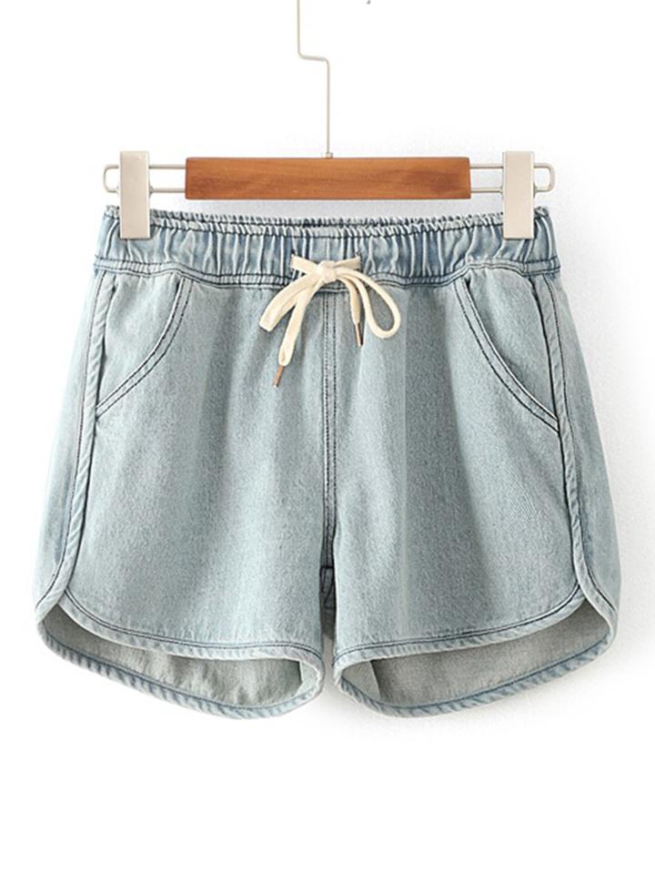 Shein Drawstring Waist Denim Shorts