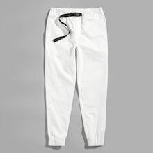 Shein Men Press Buckle Detail Elastic Hem Pants