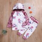 Shein Toddler Girls Contrast Velvet Floral Print Hoodie With Pants