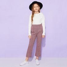 Shein Girls Elastic Waist Plaid Pants