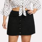 Shein Plus Patch Pocket Front Button Up Skirt
