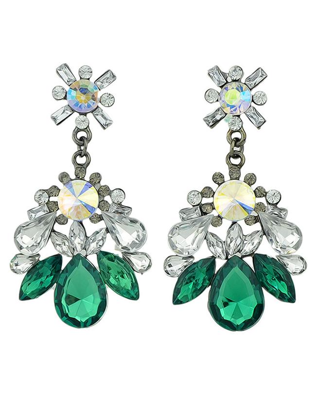 Shein Green Elegant Women Stone Earrings