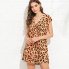 Shein V Neck Leopard Print Tunic Dress