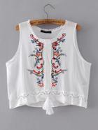 Shein Contrast Lace Embroidery Top With Fringe