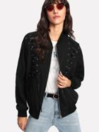 Shein Grommet Lace Up Bomber Jacket