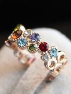 Shein Multicolor Gemstone Gold Hollow Ring