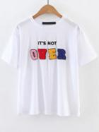 Shein White Letter Pattern Casual T-shirt