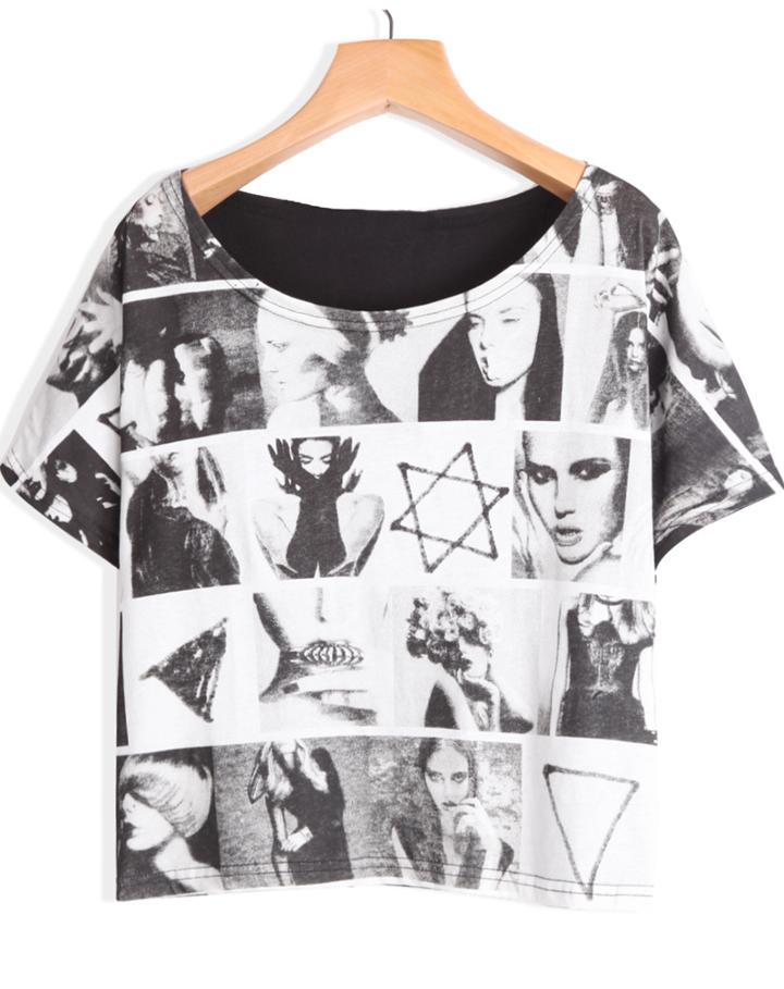 Shein White Short Sleeve Vacation Avatar Print T-shirt