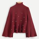Shein High Neck Pearl Detail Sweater