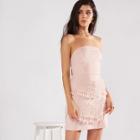 Shein Fringe Trim Backless Knot Back Tube Dress