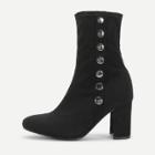 Shein Side Button Block Heeled Suede Boots