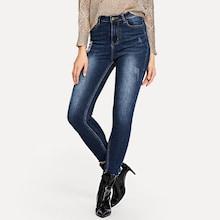 Shein Dark Wash Ripped Detail Jeans