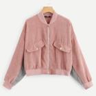 Shein Zip Up Pocket Cord Jacket