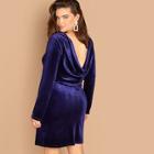 Shein Plus Draped Back Pencil Velvet Dress