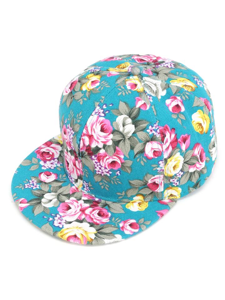 Shein Turquoise Floral Print Baseball Cap