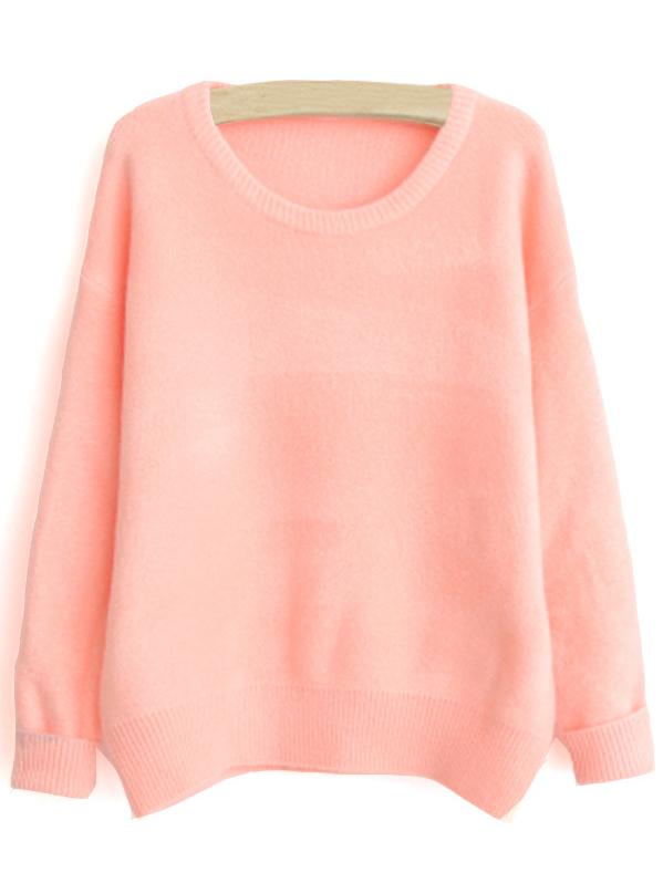 Shein Pink Round Neck Loose Sweater