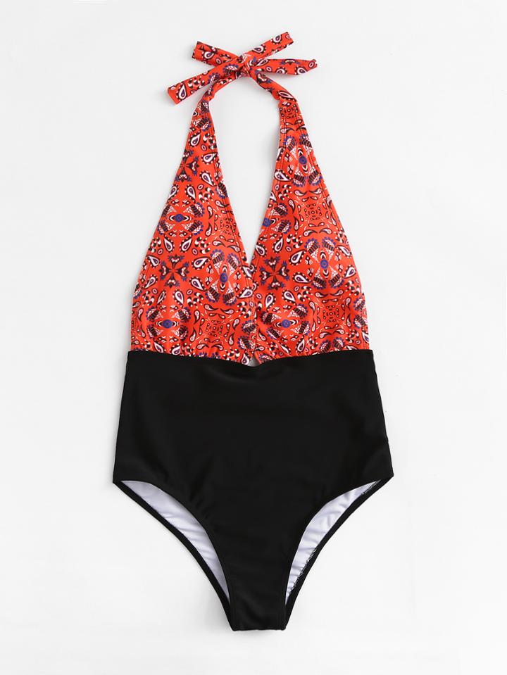 Shein Open Back Colorblock Swimsuit