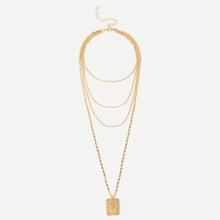 Shein Flower Detail Square  Layered Necklace