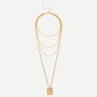 Shein Flower Detail Square  Layered Necklace