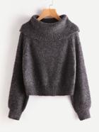 Shein Oversized Turtle Neck Marled Knit Jumper