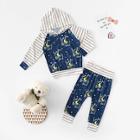 Shein Toddler Boys Letter Print Contrast Raglan Sleeve Top With Pants