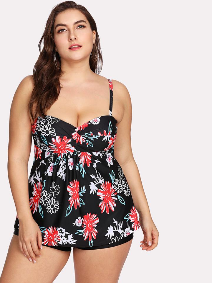 Shein Flower Print Tankini Set