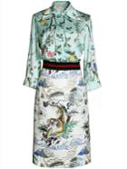 Shein Green Lapel Top With Jacquard Pockets Skirt