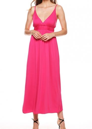 Rosewe Open Back Rose Plunging Neckline Maxi Dress