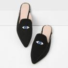Shein Embroidery Eye Pointed Toe Flats
