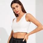 Shein Plunging Neck Ribbed Crop Top