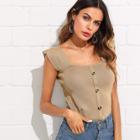 Shein Button Front Knit Top