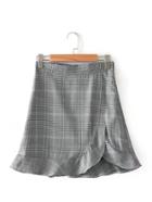 Shein Ruffle Hem Plaid Skirt