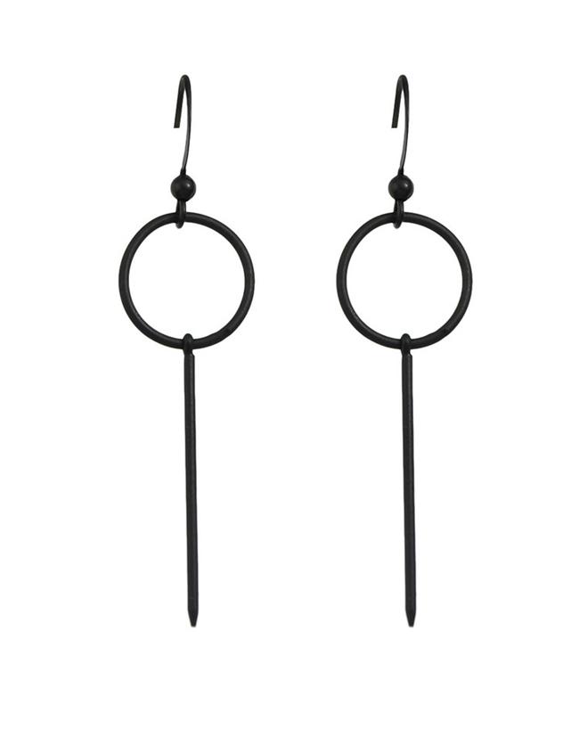 Shein Black Plated Long Hanging Earrings