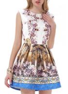 Rosewe Wonderful Print Design Sleeveless A Line Dress For Lady