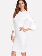 Shein Flounce Sleeve Form Fitted Dress