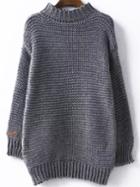 Shein High Neck Chunky Knit Grey Sweater