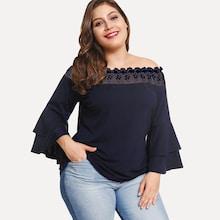 Shein Plus Off Shoulder Contrast Lace Blouse